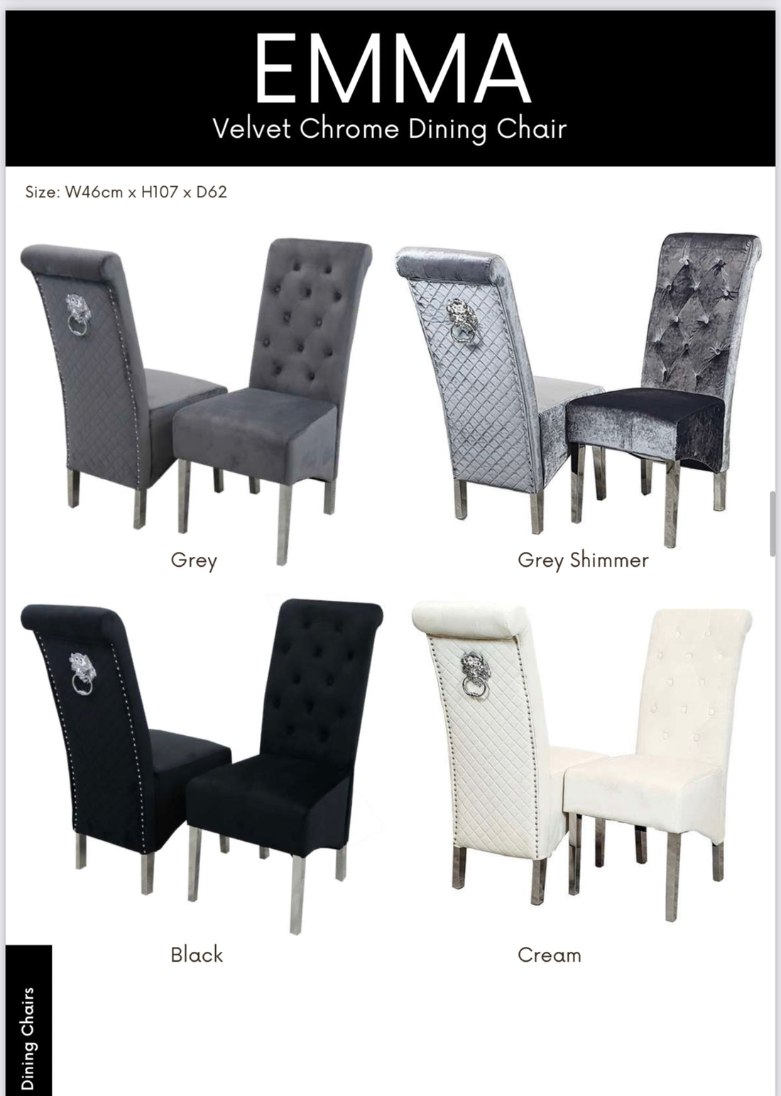 1.2 Black Louis Table 4 Chairs - Mirror4you