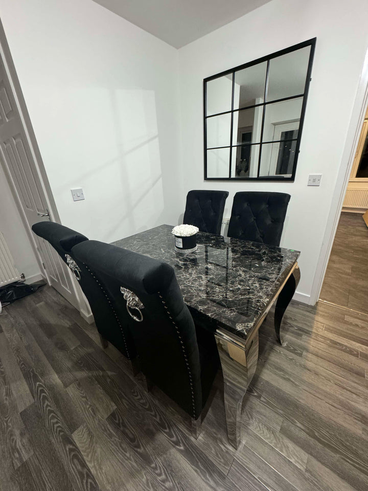 1.2 Black Louis Table 4 Chairs - Mirror4you