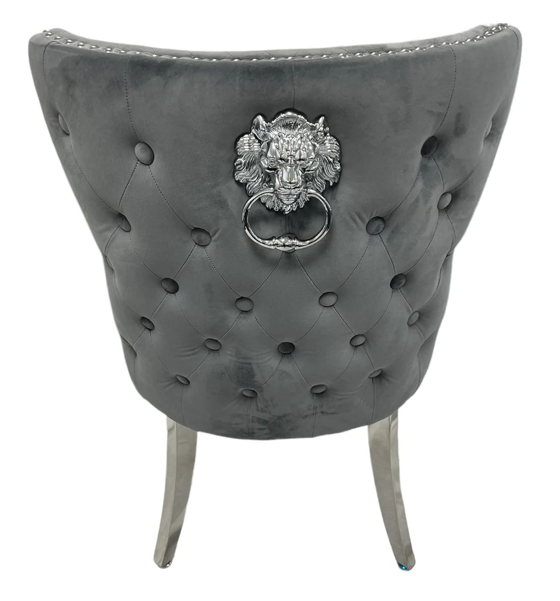 1.3 White Louis Marble 4 Dark Grey Chesterfield Chairs - Mirror4you