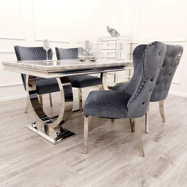 1.5 Chelsea Table Grey with 4 Chairs - Mirror4you