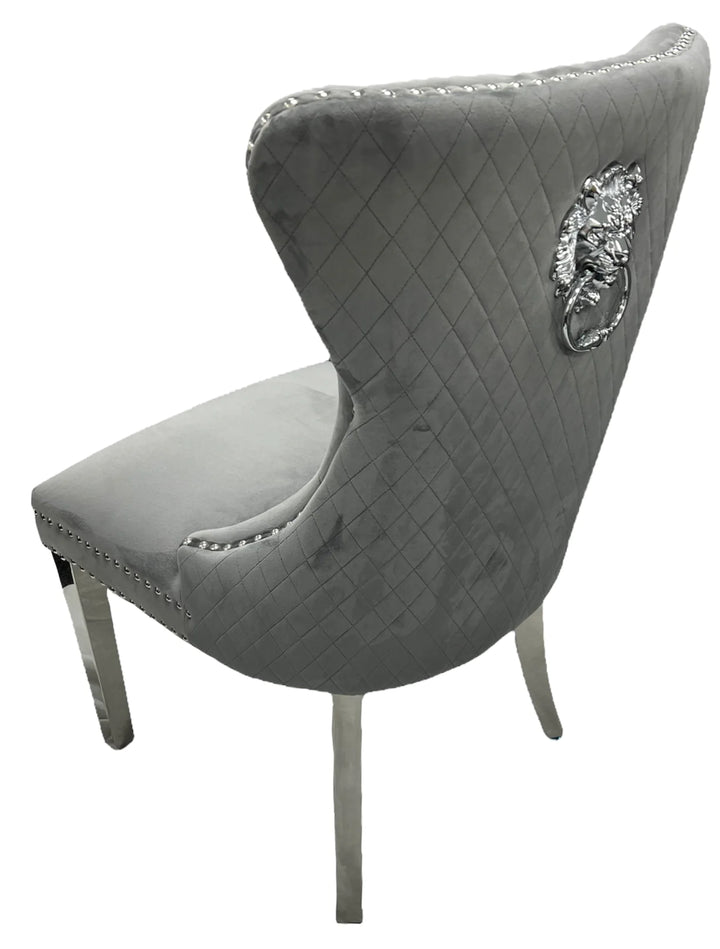 1.8 Grey Venice Marble 6 Mayfair Dark Grey Chairs