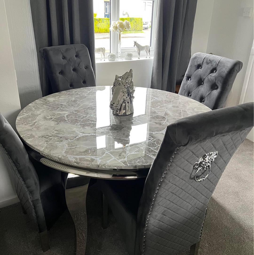 1.3 Grey Round with 4 Dark Grey Chairs