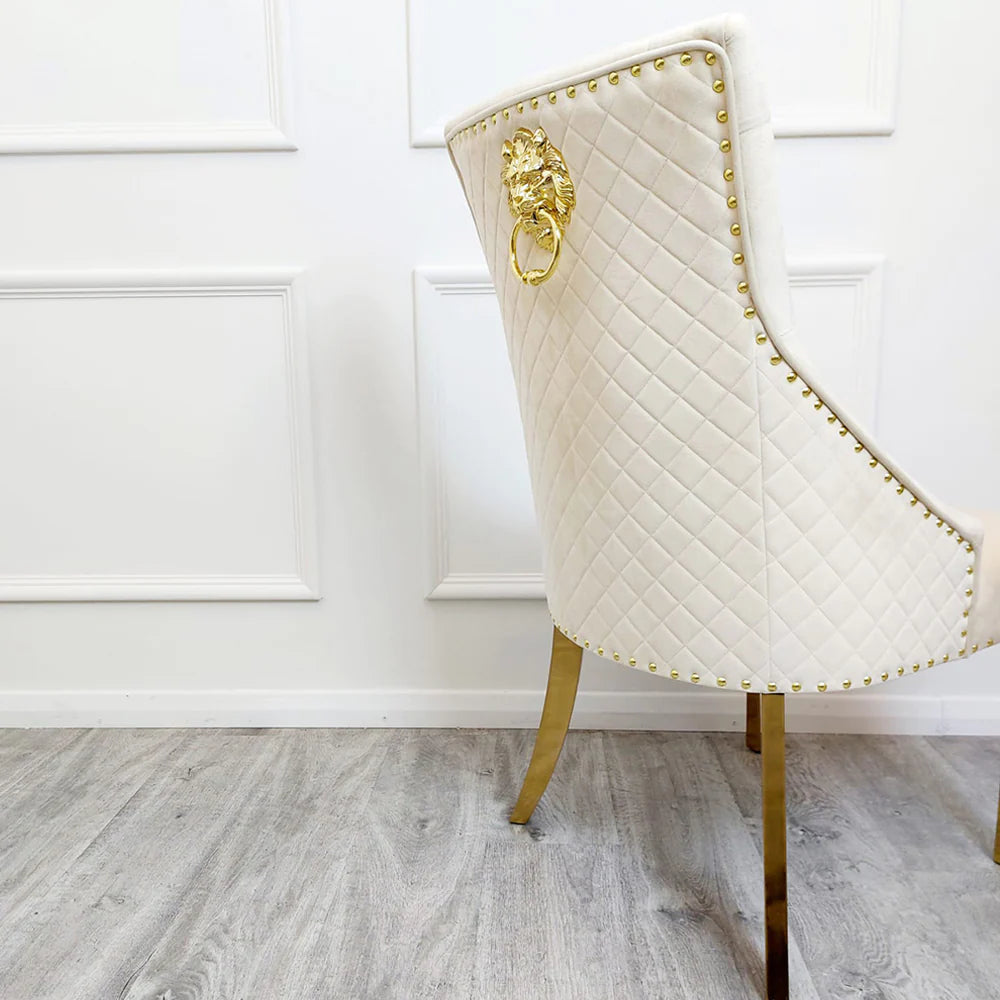 1.3 Pandora 4 Cream Chairs Gold - Mirror4you