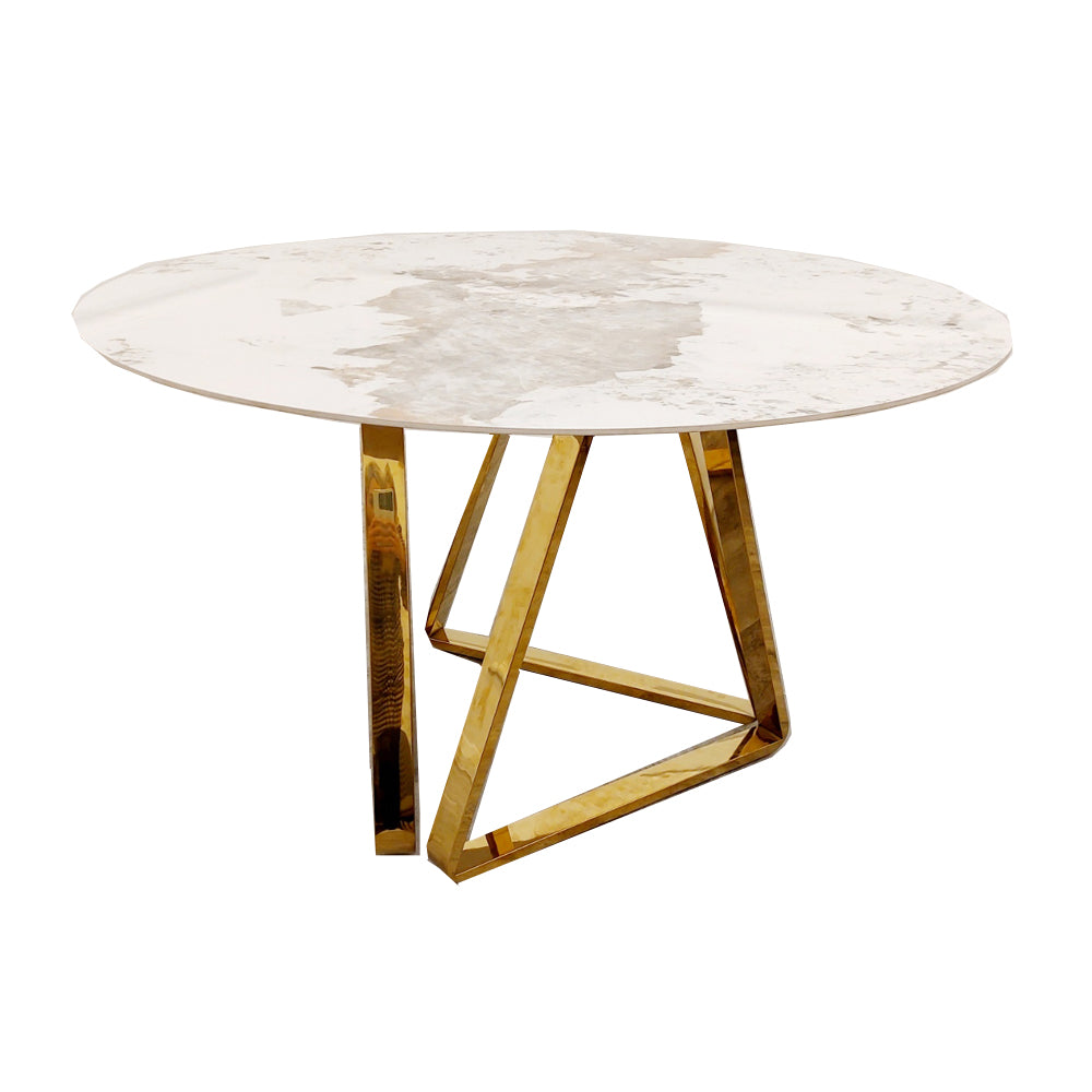 Nero Gold 1.3 Round Dining Table with Sintered Stone Top - Mirror4you