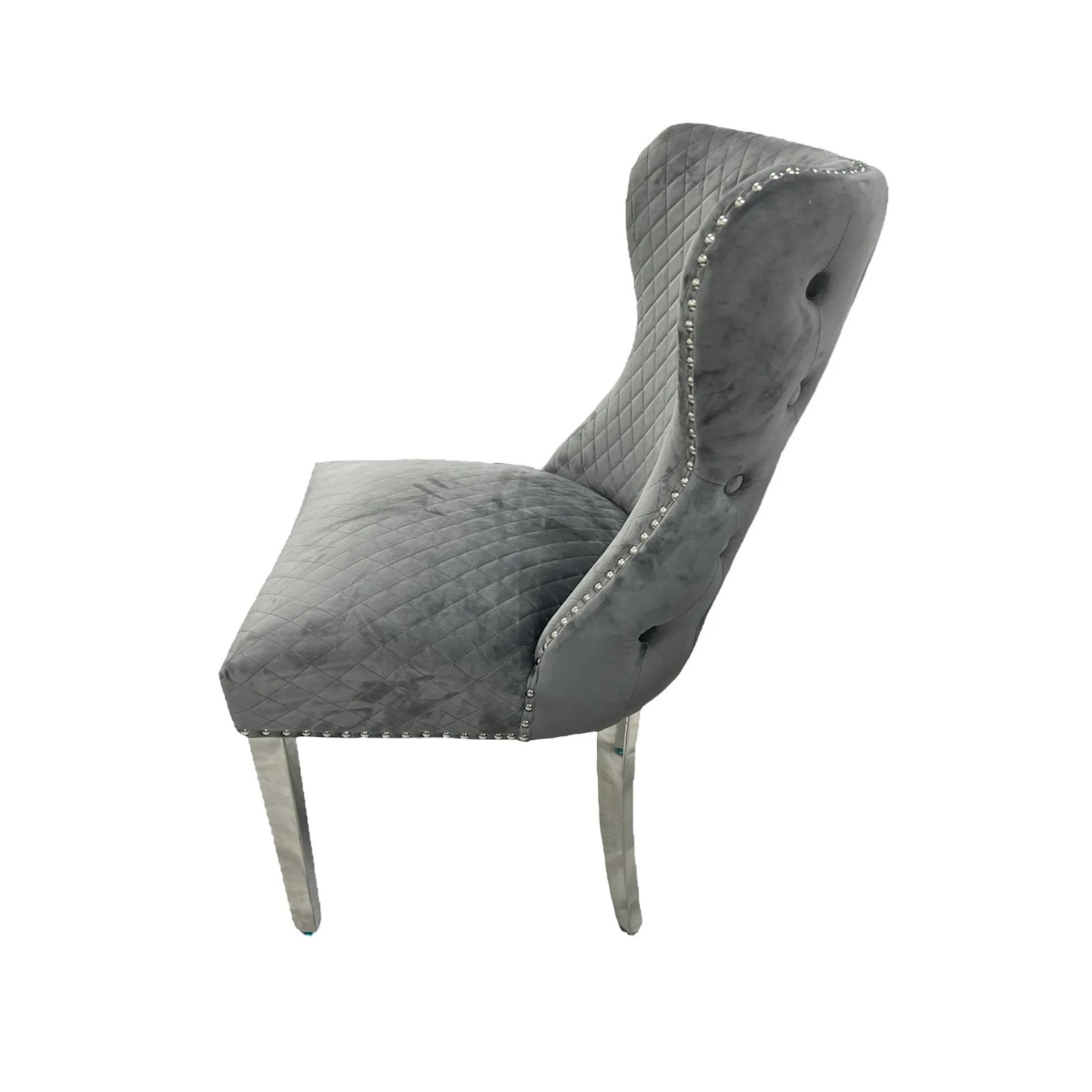 1.3 White Louis Marble 4 Dark Grey Chesterfield Chairs - Mirror4you