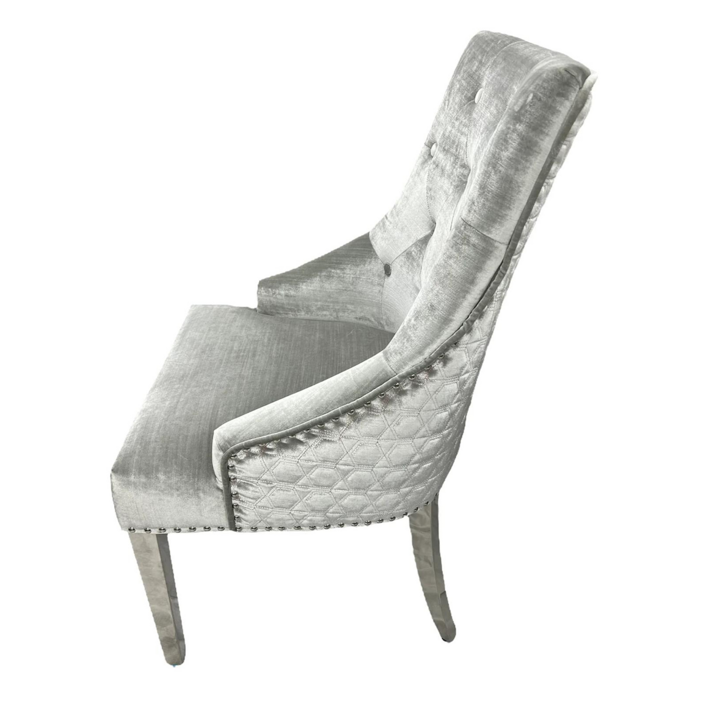 1.5 Louis Grey Marble 4 Silver Chairs - Mirror4you