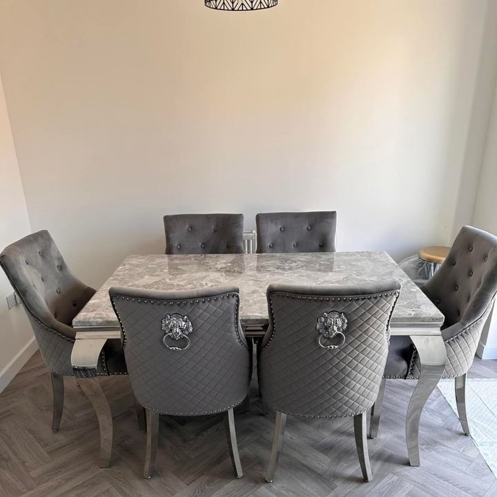 1.5 Grey Louis 6 Dark Grey Chairs - Mirror4you