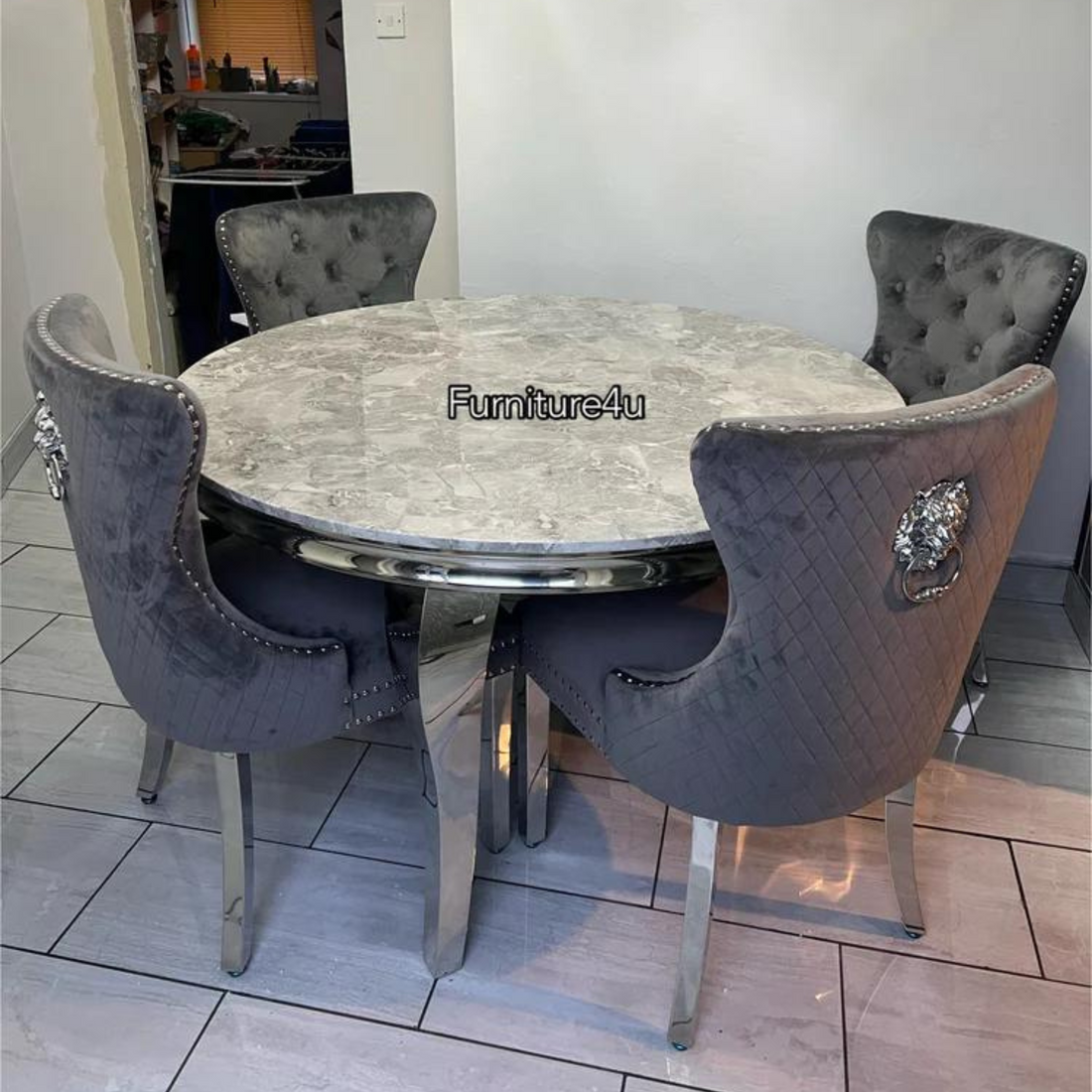 1.3 Grey Marble 4 Mayfair Chairs - Mirror4you