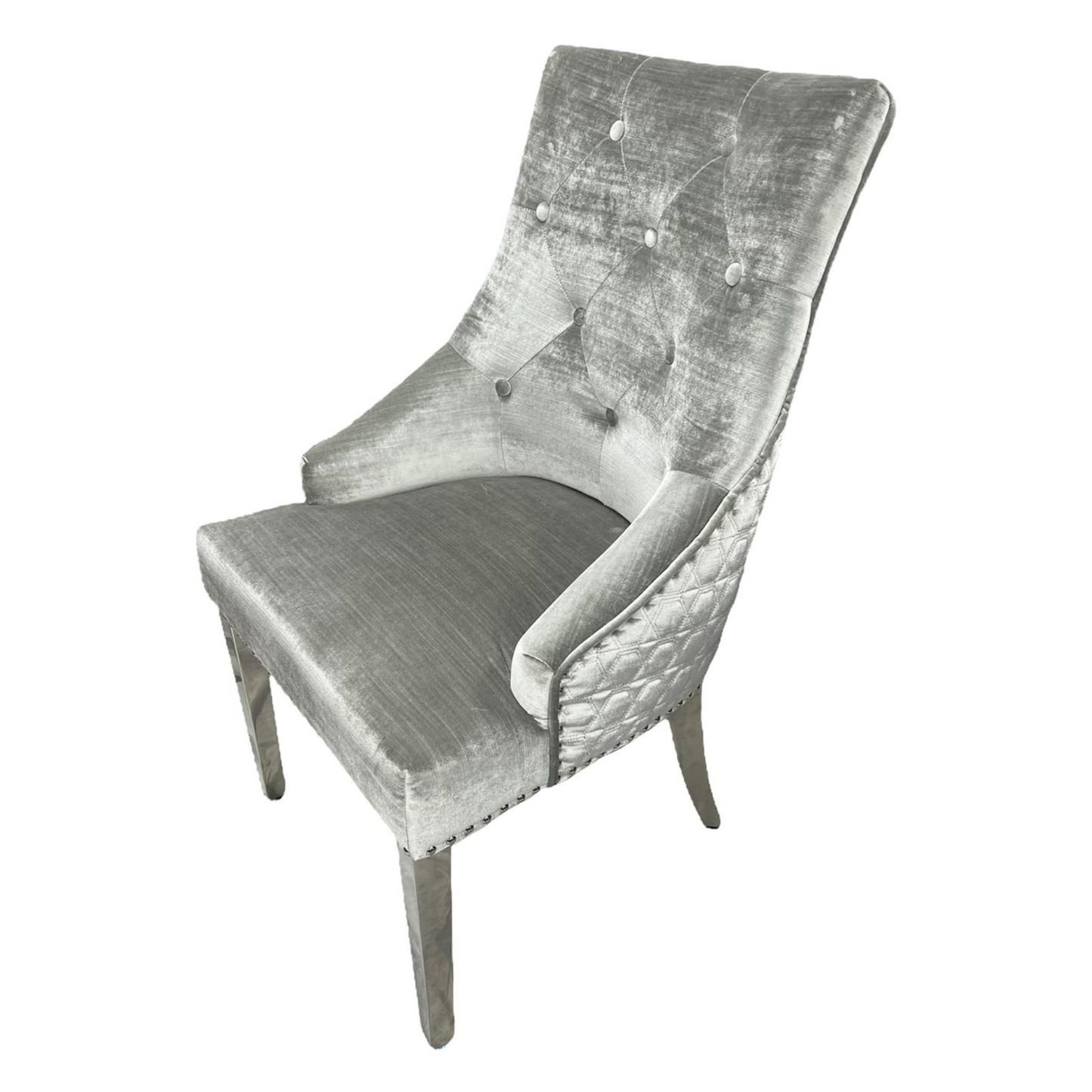 1.5 Louis Grey Marble 4 Silver Chairs - Mirror4you