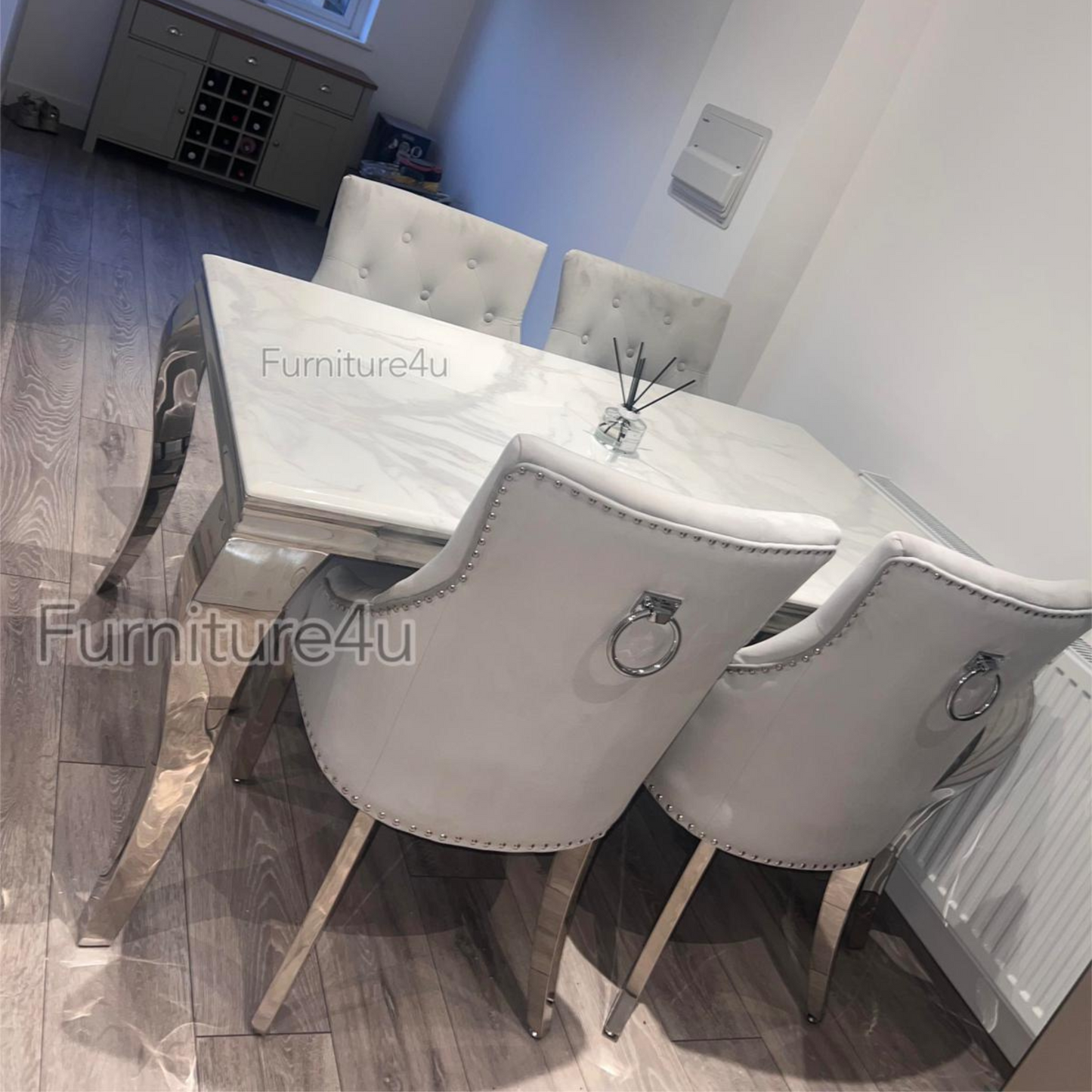 1.5 Louis White Marble Light Grey Chairs - Mirror4you