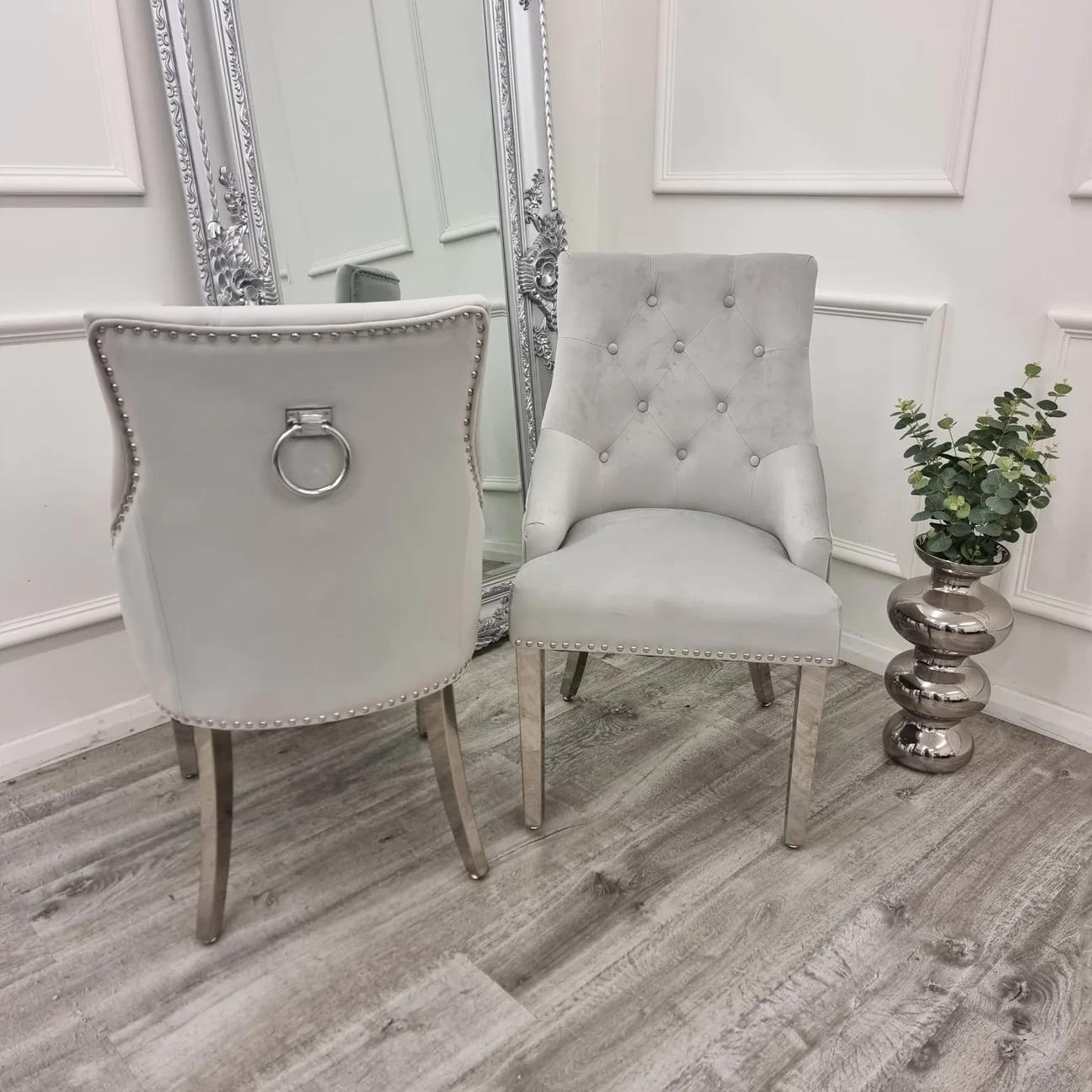 1.5 Louis White Marble Light Grey Chairs - Mirror4you