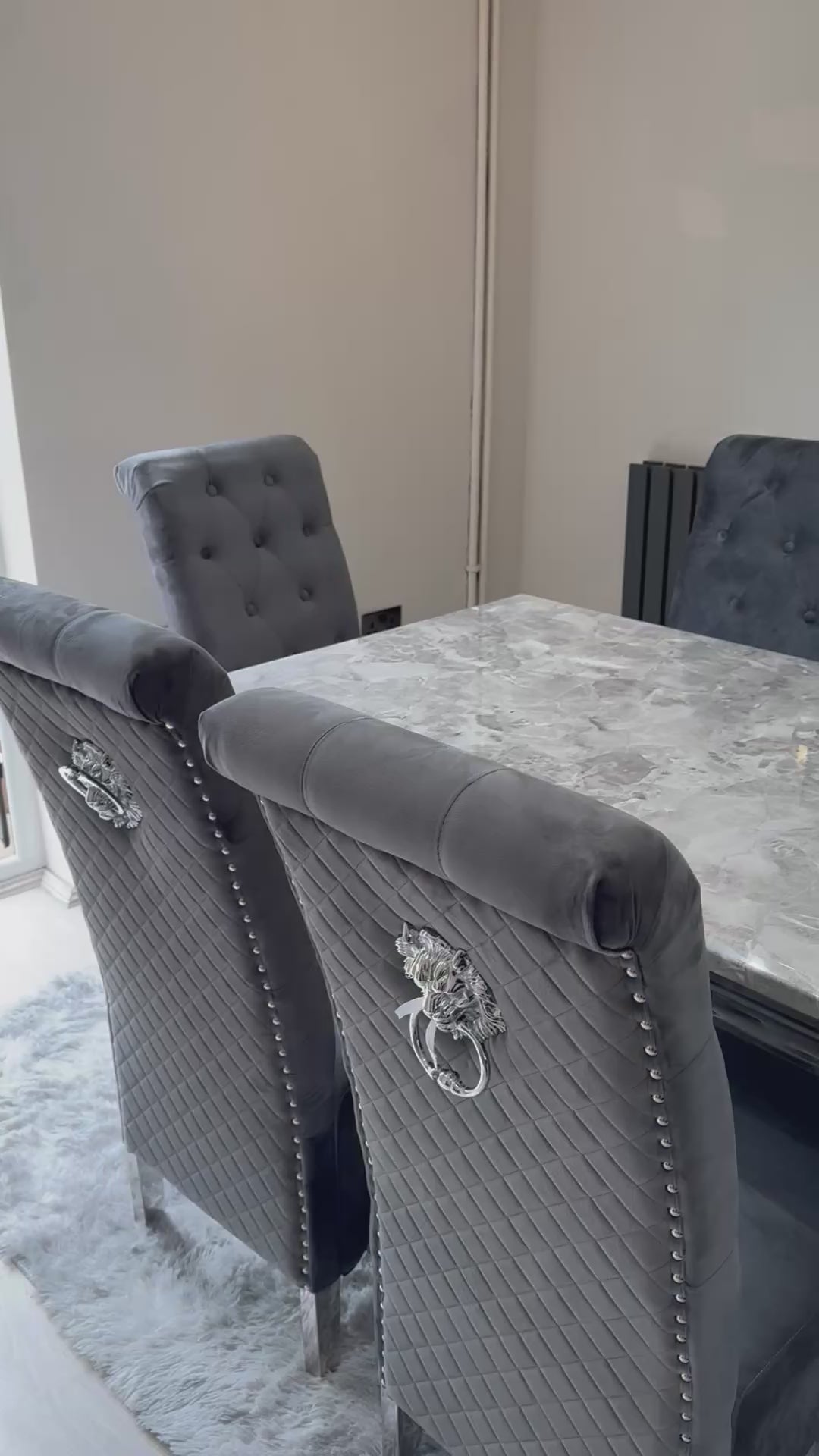 1.5 Grey Table 6 Tall Chairs