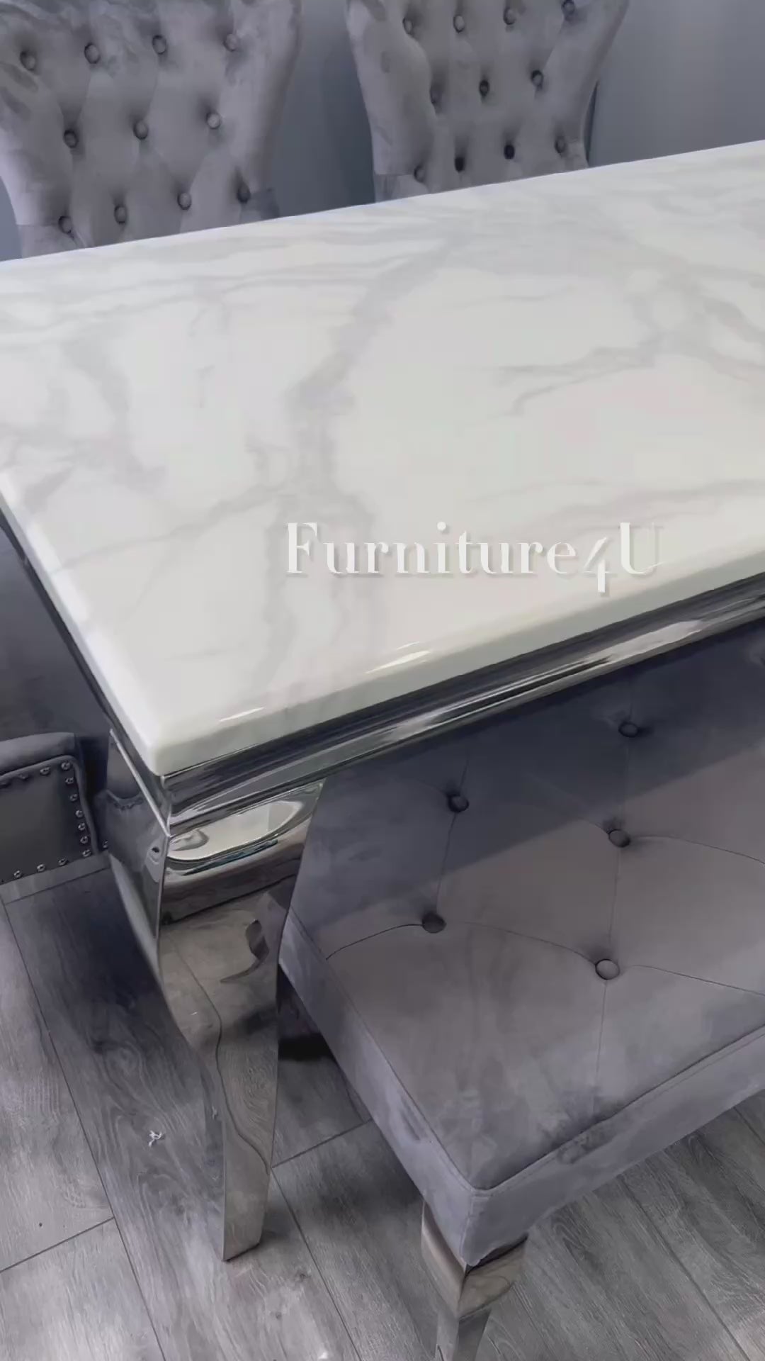 1.5 White Louis 4 chairs & Matching Bench