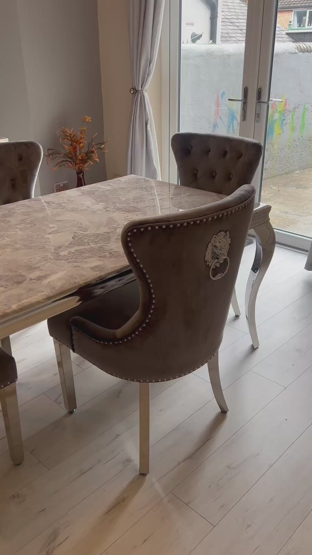 1.5 Grey Louis 4 Lion Knocker Chairs