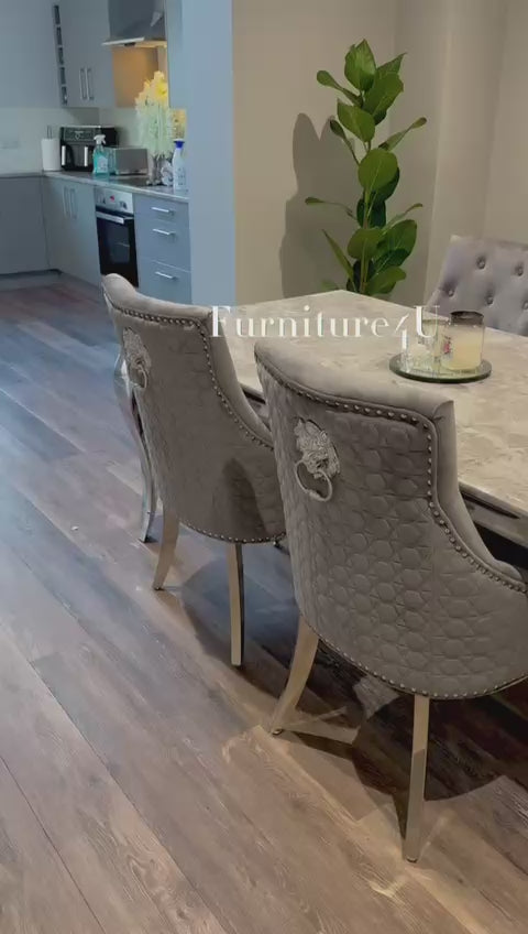 1.5 Grey Louis Marble 4 Roma Dark Grey Chairs