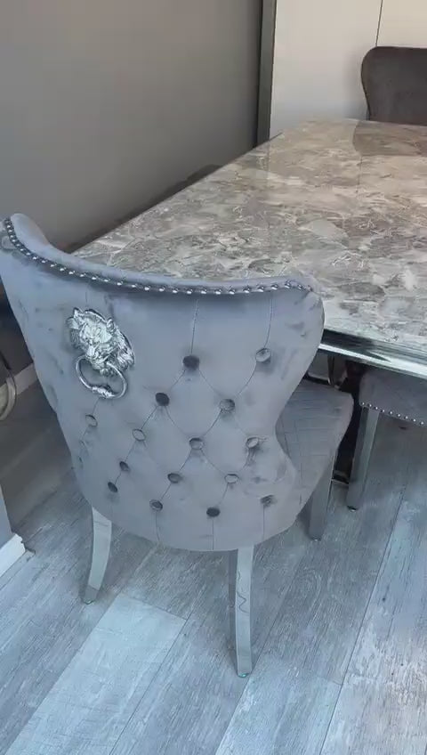 1.8 Grey Arial with 4 or 6 Chairs Chesterfield