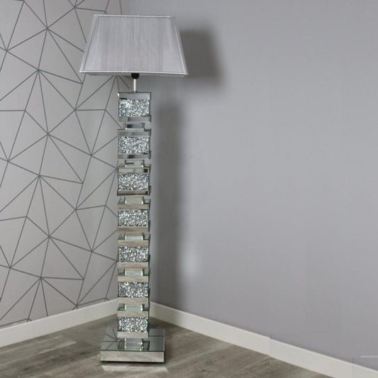 Mirrored Crushed Grey Tall Lamp - Mirror4you