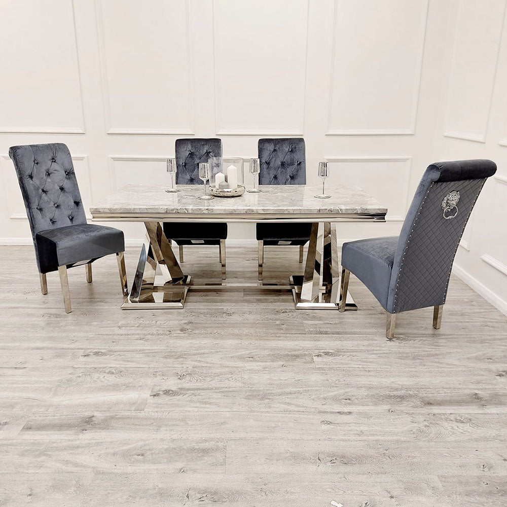 1.8 Athena Grey Marble with Chairs - Mirror4you