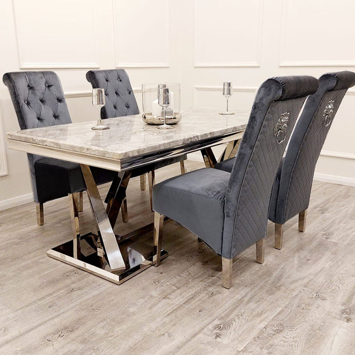 1.8 Athena Grey Marble with Chairs - Mirror4you