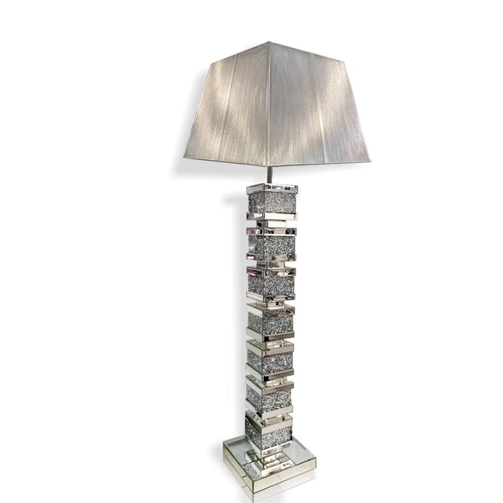 Mirrored Crushed Grey Tall Lamp - Mirror4you