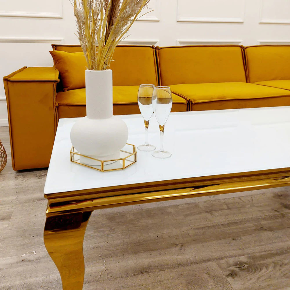 Louis Coffee Table Gold with Glass Top - Mirror4you