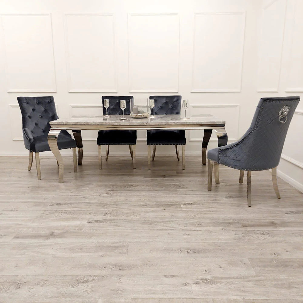 1.5 Meter Table with 4 Grey shimmer chairs - Mirror4you