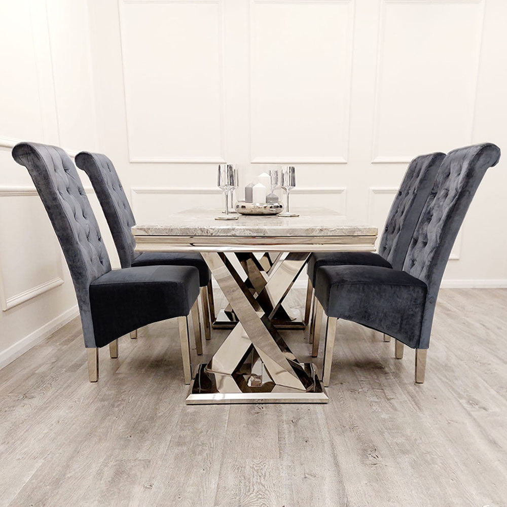 1.8 Athena Grey Marble with Chairs - Mirror4you